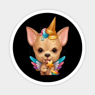 Fawn Smooth Coat Chihuahua Ice Cream Unicorn Magnet